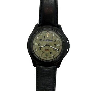 Timex Expedition Indiglo Men's Field Metal Watch Date Black Leather Band T47012